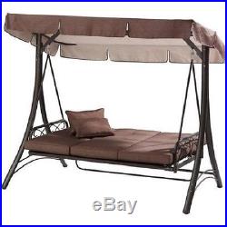 Outdoor Patio Swing Brown Backyard Hammock 3 Person Chair Deck