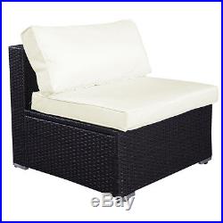 10PC Outdoor Patio Furniture Set PE Wicker Rattan Sofa Aluminum Frame Brown