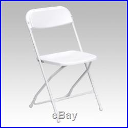 (10 PACK) Commercial Quality Stackable Plastic Folding Chairs in White Plastic