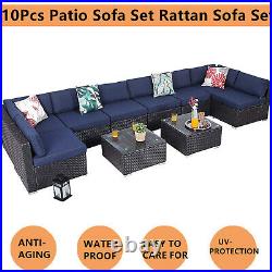 10 Pcs Outdoor Patio Sofa Set Rattan Wicker Sectional Furniture Couch WithCushion