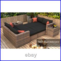 10 Pieces Outdoor Patio Garden Brown Wicker Sectional Conversation Sofa Set
