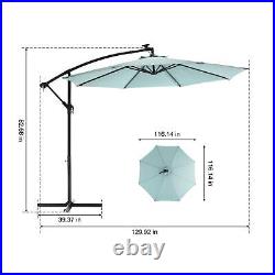 10ft Solar LED Offset Hanging Market Patio Umbrella (Navy Blue) Fits