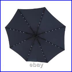 10ft Solar LED Offset Hanging Market Patio Umbrella (Navy Blue) Fits