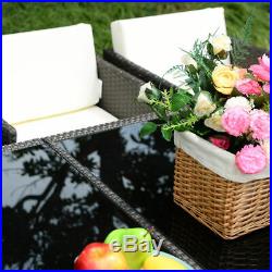 11 PCS Outdoor Patio Dining Set Rattan Wicker Furniture Garden Cushioned