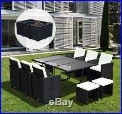 11pc Rattan Sofa Set Outdoor Patio Wicker Dining Furniture Cushioned Seat Table