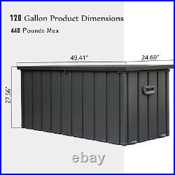 120 Gal Outdoor Storage Deck Box Waterproof, Large Patio Storage Bin for Outside