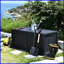 120 Gallon Deck Box Storage All Weather Waterproof Organizer Outdoor Patio Black