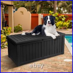 120 Gallon Deck Box Storage All Weather Waterproof Organizer Outdoor Patio Black