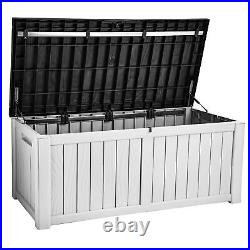 120 Gallon Outdoor Patio Storage Deck Box Garden Bench Resin Lockable Container