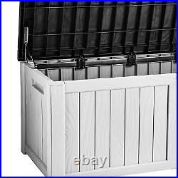 120 Gallon Outdoor Patio Storage Deck Box Garden Bench Resin Lockable Container
