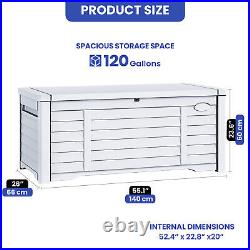 120 Gallon Outdoor Storage Box Deck Patio Bench Waterproof Lock Organizer Garden