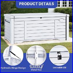 120 Gallon Outdoor Storage Box Deck Patio Bench Waterproof Lock Organizer Garden