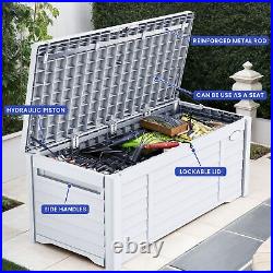 120 Gallon Outdoor Storage Box Deck Patio Bench Waterproof Lock Organizer Garden