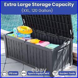 120 Gallon Outdoor Storage Box Deck Patio Container Pool Cushion Easy Lockable