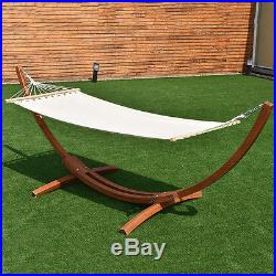 123X46X48 Wooden Curved Arc Hammock Stand with Cotton Hammock Outdoor New