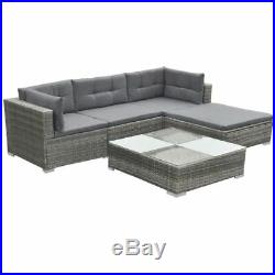 14 Pcs Garden Outdoor Sofa Set Poly Rattan Sectional Couch Patio Furniture Gray