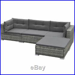 14 Pcs Garden Outdoor Sofa Set Poly Rattan Sectional Couch Patio Furniture Gray