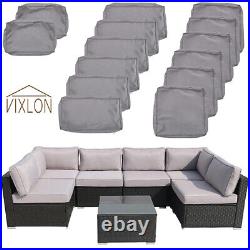 14 Pcs Outdoor Patio Chair Cushion Covers Set Replacement Sofa Grey Slipcover