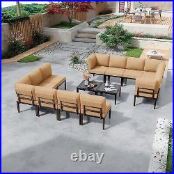 14-Piece Aluminum Patio Furniture Set Conversational Set with Coffee Table