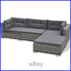 17 Pcs Garden Outdoor Sofa Set Poly Rattan Sectional Couch Patio Furniture Gray
