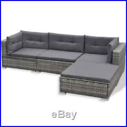 17 pcs Outdoor Patio Furniture Set Rattan Poly Patio Sectional Patio Sofa Gray