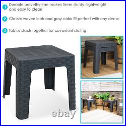 18.5 in Plastic Square Patio Side Table Gray Set of 4 by Sunnydaze