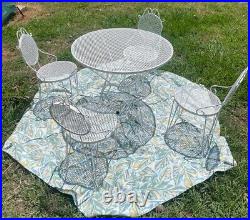 1950 wrought iron patio furniture set With Tea Cart