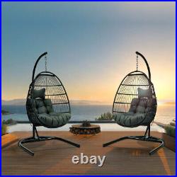 1-2 Person Swing Chair Outdoor Garden Rattan Loveseat Hanging Eggs Chair Patio