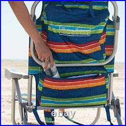 2020 Tommy Bahama Chairs Folding Backpack Beach Deck Blue Green Stripes 2-PACK