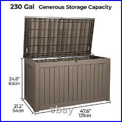 230 Gallon Outdoor Storage Deck Box Plastic Container Waterproof Garden Lockable