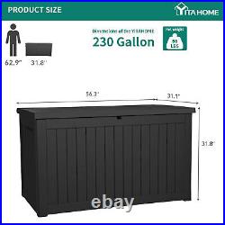 230 Gallon Resin Deck Storage Container Box Outdoor Patio Garden Black XXL Large