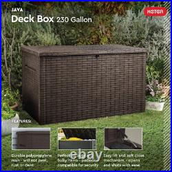 230 Gallon XL Water Resistant Deck Box Storage Patio Furniture Dark Brown