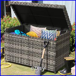 230 Gallon XXL Deck Box All-Weather Wicker Outdoor Storage Box for Patio Garden