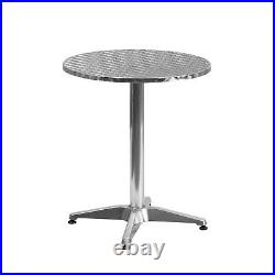 23.5 Round Aluminum Indoor-Outdoor Table Set with 2 Slat Back Chairs
