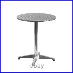 23.5 Round Aluminum Table Set with 2 Slat Back Chairs