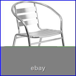 23.5 Round Aluminum Table Set with 2 Slat Back Chairs
