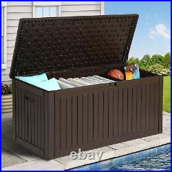 260 Gal Deck Box Resin Patio Waterproof Outdoor Storage Box Container Bench Box