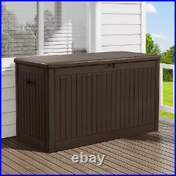 260 Gal Deck Box Resin Patio Waterproof Outdoor Storage Box Container Bench Box