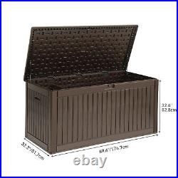 260 Gal Deck Box Resin Patio Waterproof Outdoor Storage Box Container Bench Box