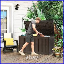 260 Gal Deck Box Resin Patio Waterproof Outdoor Storage Box Container Bench Box