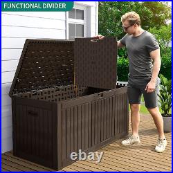 260 Gal Deck Box Resin Patio Waterproof Outdoor Storage Box Container Bench Box