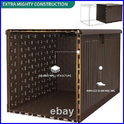 260 Gal Deck Box Resin Patio Waterproof Outdoor Storage Box Container Bench Box