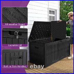 260 Gallon Outdoor Deck Box Resin Patio Waterproof Storage Box Container Bench