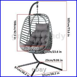264lbs Outdoor Swing Hanging Egg Chair Garden withStand Cushion for Patio Balcony