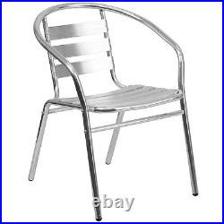 27.5 Round Aluminum Indoor-Outdoor Table Set with 2 Slat Back Chairs