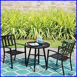 28Inch Small Outdoor Dining Table Metal Steel Slat Patio Dining Table for Garden