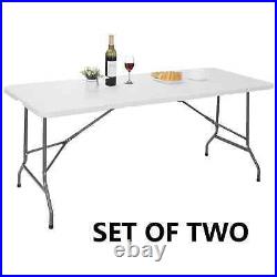 2PCS 6' Folding Table Portable Plastic Indoor Outdoor Picnic Camp Dining White