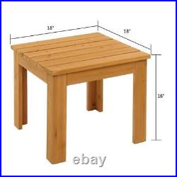 2PCS Foldable Wooden Adirondack Chair Table Set Patio Furniture Lounge Seat