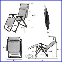 2PCS Folding Zero Gravity Garden Chairs Large Beach Recline Lounger 400LBS