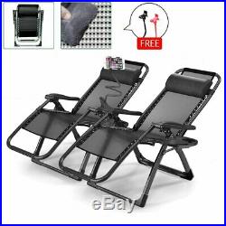 2PCS Oversized Zero Gravity Chair Adjustable Recliner Lounge Patio Beach Chair